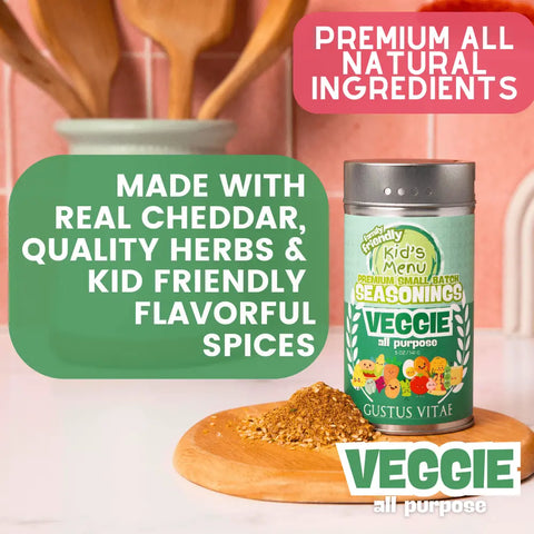 Kids Veggie All Purpose Seasoning 5 oz – Mild Flavor | Made in USA Gustus Vitae  Gourmet Seasonings