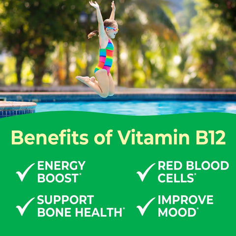 Kids Vitamin B12 Chewable Tablets 1000 Mcg – 120 Count Supplement for Cellular Energy | Made in USA VitaWorks  Chewable