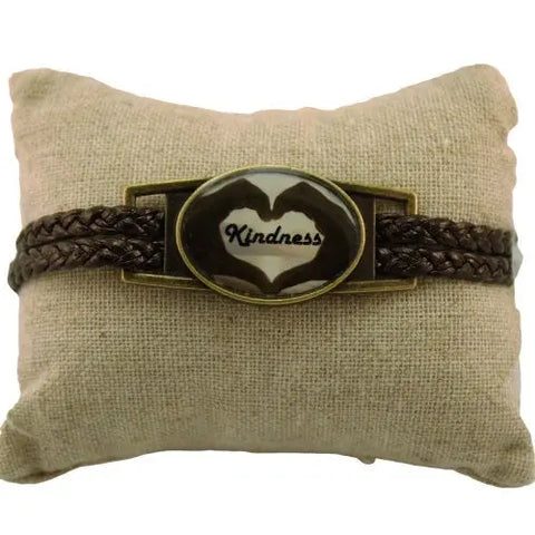 Kindness Anti-Hate Inspirational Brown Leather Bracelet Michelle Marie Boutique  Bracelet