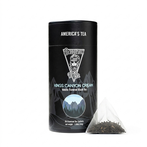 Kings Canyon Cream Vanilla Black Tea – Premium 20 Sachets | Made in USA Sasquatch Tea Co  Tea