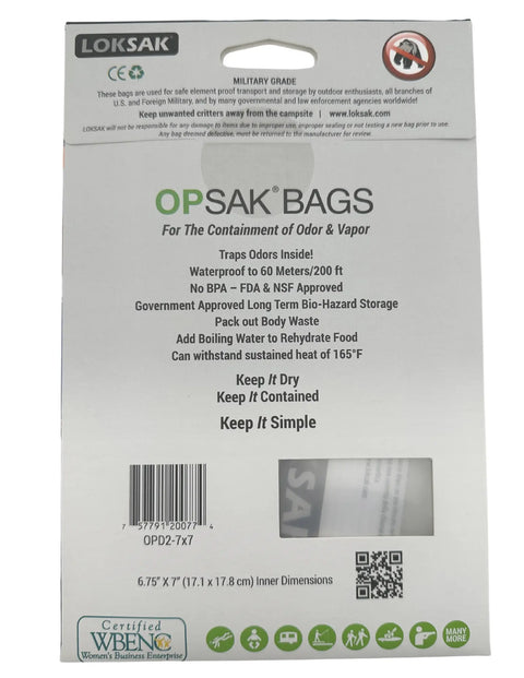LOKSAK OPSAK Odorproof Dry Storage Bags 7x7 Inch 2-Pack – Reusable Resealable | Made in USA LOKSAK