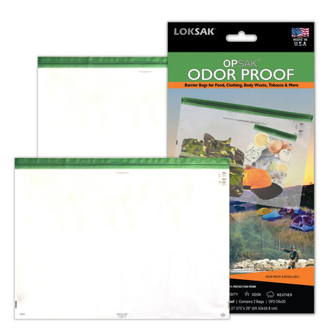 LOKSAK OPSAK Odorproof Resealable and Recyclable Dry Bags 28x20 Inch – 2 Pack for Outdoor Storage | Made in USA LOKSAK