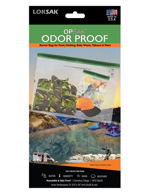 LOKSAK OPSAK Odorproof Resealable and Recyclable Dry Bags 28x20 Inch – 2 Pack for Outdoor Storage | Made in USA LOKSAK