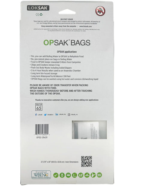LOKSAK OPSAK Odorproof Resealable and Recyclable Dry Bags 28x20 Inch – 2 Pack for Outdoor Storage | Made in USA LOKSAK