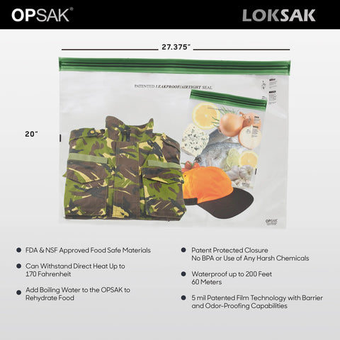 LOKSAK OPSAK Odorproof Resealable and Recyclable Dry Bags 28x20 Inch – 2 Pack for Outdoor Storage | Made in USA LOKSAK