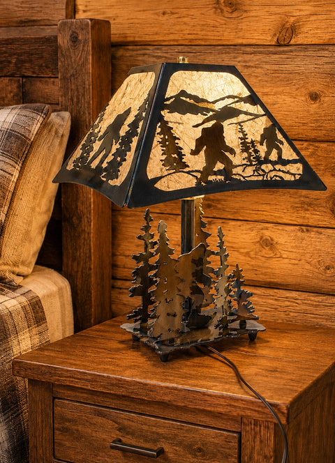Rustic Bigfoot Table Lamp – Handcrafted Metal Art with Heat-Treated Finish | Made in USA Knights Home Decor  item