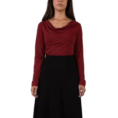 Women’s Long Sleeve Cowl Neck Top – Organic Cotton Jersey | Made in USA Spiritex | Sustainable Apparel  Women's Tops