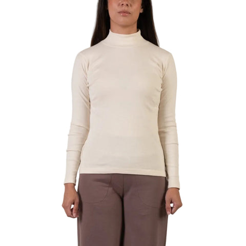Organic Cotton Long Sleeve Mock Turtleneck Shirt – Lightweight Knit | Made in USA Spiritex | Sustainable Apparel  Women's Tees & Tanks