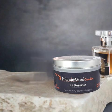 La Reserve Soy Tin Candle 6.5oz – Handcrafted Home Fragrance with Herbal Woody Scent | Made in USA MorninWood Candles 