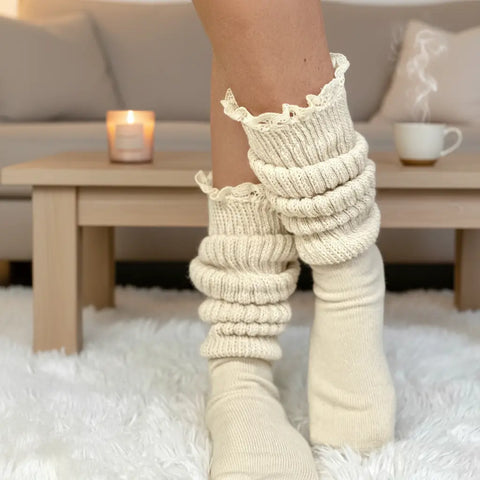 Lace Trimmed Cotton Slouch Socks – Soft Natural Comfort | Made in USA Catherine Cole  socks