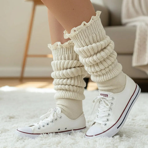 Lace Trimmed Cotton Slouch Socks – Soft Natural Comfort | Made in USA Catherine Cole  socks