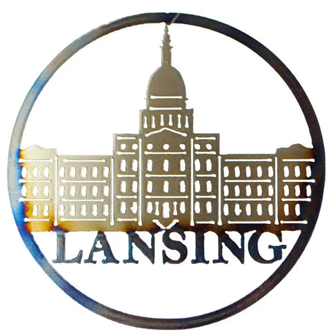 Lansing Capital Building Metal Wall Art – Rustic Circular Decor | Handmade, Veteran-Owned Knights Home Decor  item