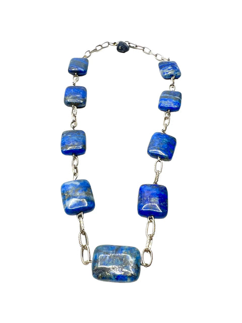 Lapis Geometric Necklace on Silver Chain Michelle Marie Boutique  Necklace