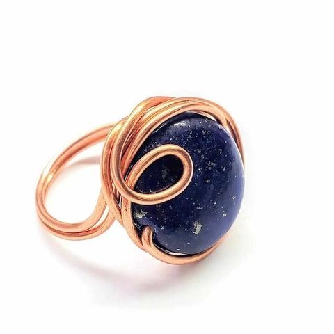 Lapis Lazuli Copper Wire Ring – Unique Artisan Jewelry by Alexa Martha | Made in USA Alexa Martha Designs  Ring
