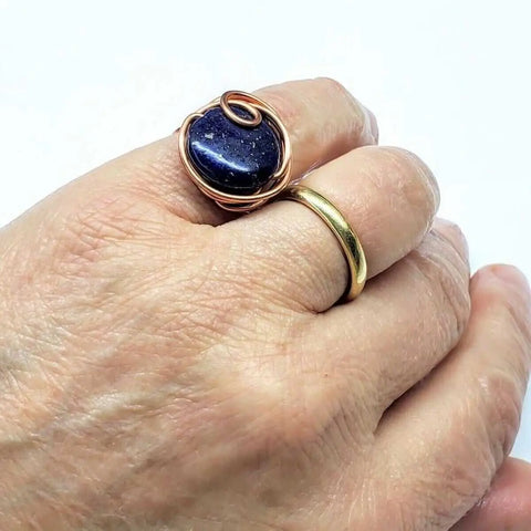 Lapis Lazuli Copper Wire Ring – Unique Artisan Jewelry by Alexa Martha | Made in USA Alexa Martha Designs  Ring