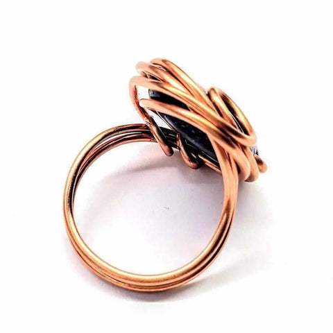Lapis Lazuli Copper Wire Ring – Unique Artisan Jewelry by Alexa Martha | Made in USA Alexa Martha Designs  Ring