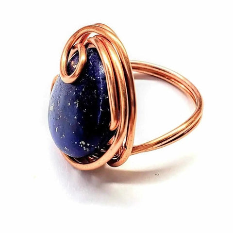 Lapis Lazuli Copper Wire Ring – Unique Artisan Jewelry by Alexa Martha | Made in USA Alexa Martha Designs  Ring