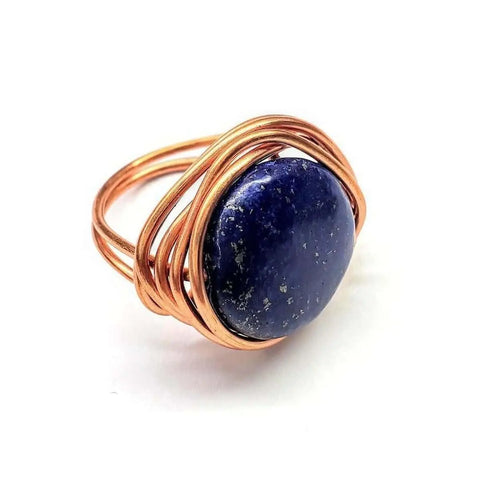 Lapis Lazuli Copper Wire Ring – Unique Artisan Jewelry by Alexa Martha | Made in USA Alexa Martha Designs  Ring