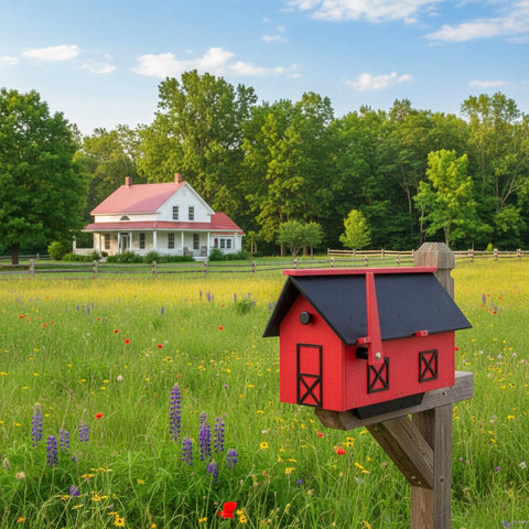 Large Amish-Made Barn Style Mailbox Poly Lumber – Weatherproof & UV Resistant | Made in USA Amish Toy Box  Mailbox