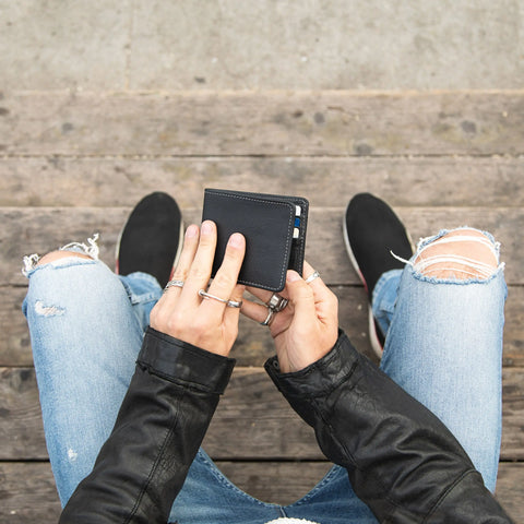 Large Black Full Grain Leather Billfold Wallet – Casupo | Handmade in USA CASUPO  Large Bifold