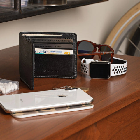 Large Black Full Grain Leather Billfold Wallet – Casupo | Handmade in USA CASUPO  Large Bifold