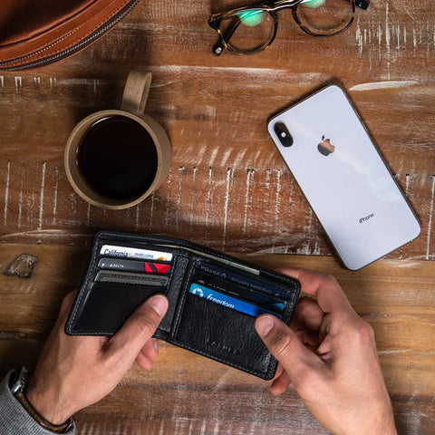 Large Black Full Grain Leather Billfold Wallet – Casupo | Handmade in USA CASUPO  Large Bifold