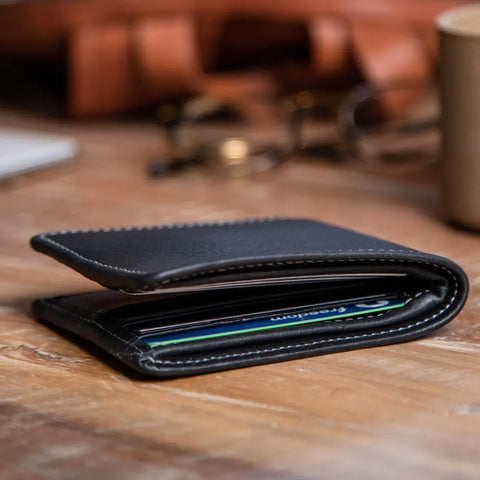 Large Black Full Grain Leather Billfold Wallet – Casupo | Handmade in USA CASUPO  Large Bifold