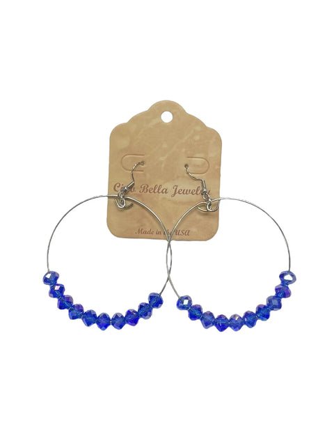 Large Blue Crystal Hoop Earrings – 3 Inch Statement Jewelry by Michelle Marie Boutique | Made in USA Michelle Marie Boutique  Earrings
