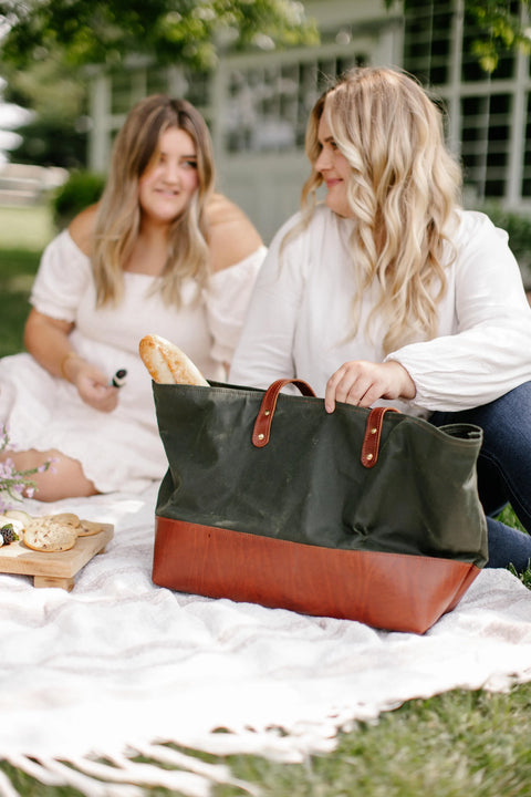 Large Canvas Tote Bag – Premium Leather Accents – Handmade in USA Urban Southern  Totes