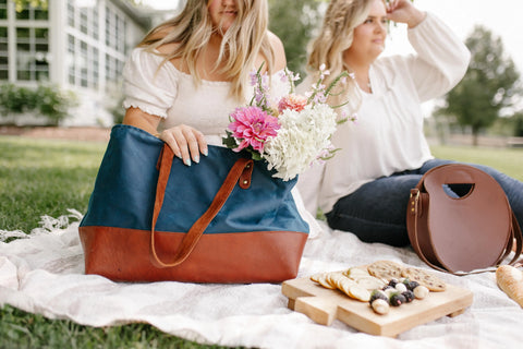 Large Canvas Tote Bag – Premium Leather Accents – Handmade in USA Urban Southern  Totes