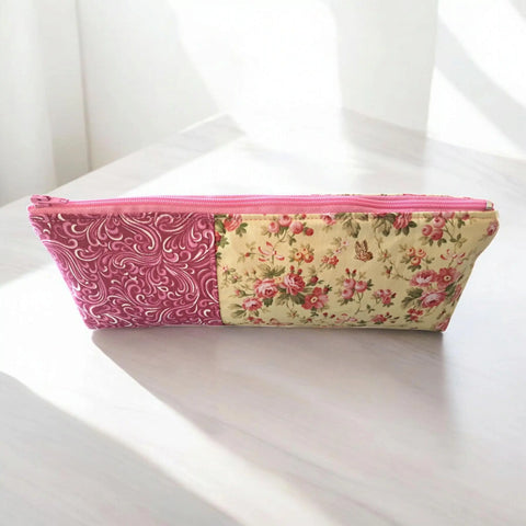 Large Cotton Zipper Pencil Pouch 10 Inch – Floral and Sheep Design Organizer | Handmade in USA Frances Farm & Craft  Pencil Pouch