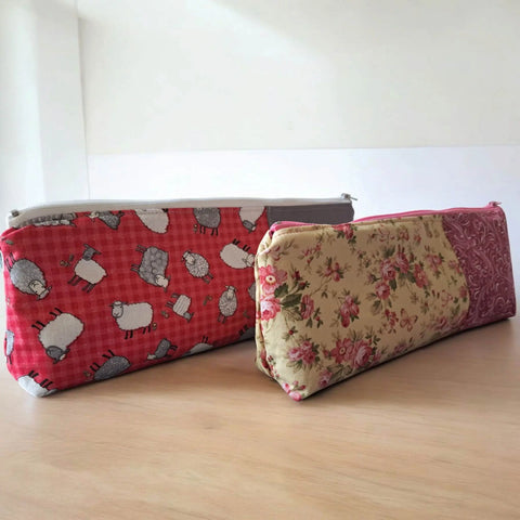 Large Cotton Zipper Pencil Pouch 10 Inch – Floral and Sheep Design Organizer | Handmade in USA Frances Farm & Craft  Pencil Pouch