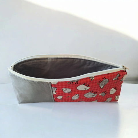 Large Cotton Zipper Pencil Pouch 10 Inch – Floral and Sheep Design Organizer | Handmade in USA Frances Farm & Craft  Pencil Pouch
