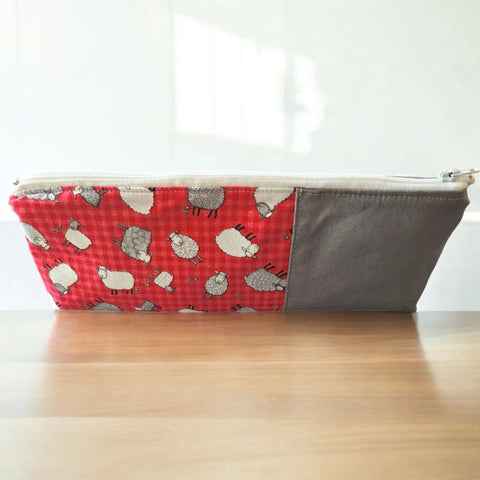 Large Cotton Zipper Pencil Pouch 10 Inch – Floral and Sheep Design Organizer | Handmade in USA Frances Farm & Craft  Pencil Pouch