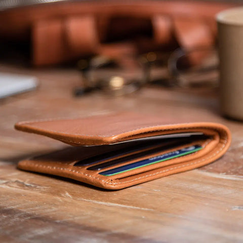 Large Natural Leather Billfold Wallet 4.25x3.5 Inches – Handmade in USA CASUPO  Large Bifold