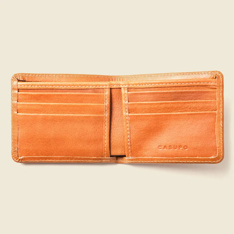 Large Natural Leather Billfold Wallet 4.25x3.5 Inches – Handmade in USA CASUPO  Large Bifold