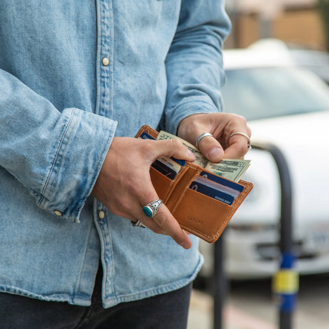 Large Natural Leather Billfold Wallet 4.25x3.5 Inches – Handmade in USA CASUPO  Large Bifold