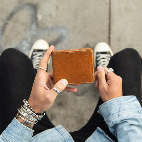 Large Natural Leather Billfold Wallet 4.25x3.5 Inches – Handmade in USA CASUPO  Large Bifold