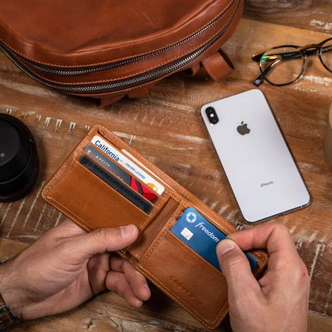 Large Natural Leather Billfold Wallet 4.25x3.5 Inches – Handmade in USA CASUPO  Large Bifold