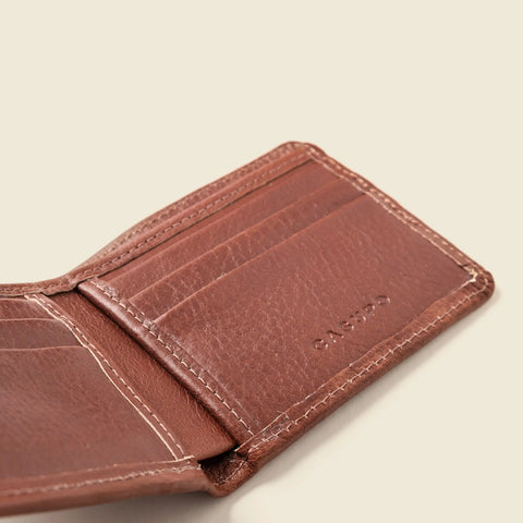 Large RFID Blocking Chocolate Leather Billfold Wallet 4 x 3.5 Inch | Handcrafted in USA CASUPO  Large Bifold