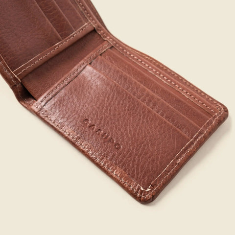 Large RFID Blocking Chocolate Leather Billfold Wallet 4 x 3.5 Inch | Handcrafted in USA CASUPO  Large Bifold