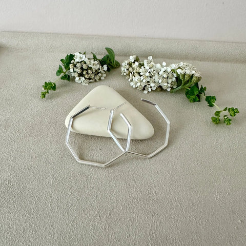 Large Sterling Silver Geometric Hoop Earrings – Minimalist Jewelry | Made in USA Sarah Cecelia  EARRINGS