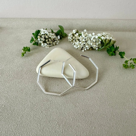Large Sterling Silver Geometric Hoop Earrings – Minimalist Jewelry | Made in USA Sarah Cecelia  EARRINGS