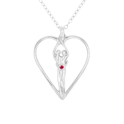 The Symbol of Love Jewelry Large Soulmate Heart Necklace features a 1 ½ by 1 ¼ .925 sterling silver goddess charm with clear cubic zirconia on an 18 chain, combining elegance and meaning for a unique statement.