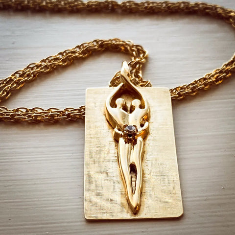 Large Unisex Soulmate Necklace – 14kt Gold Overlay Sterling Silver – 22 Inch Rope Chain | Made in USA Symbol of Love Jewelry  Necklace