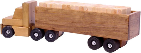 Large Wooden Semi Truck and Trailer Play Set with 30 Natural Building Blocks – 24.5 Inch – AmishCrafted | Made in USA Amish Toy Box  Wooden Toys,Trains, Trucks and Things