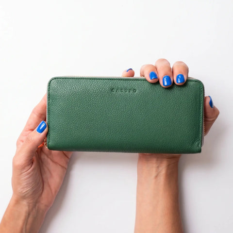 Large Zipper Wallet With Detachable Key Ring - Green CASUPO  Zipper Wallet