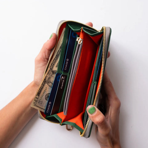 Large Zipper Wallet With Detachable Key Ring - Green CASUPO  Zipper Wallet