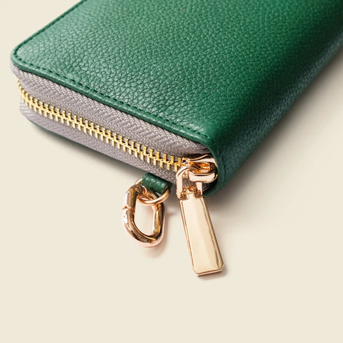 Large Zipper Wallet With Detachable Key Ring - Green CASUPO  Zipper Wallet