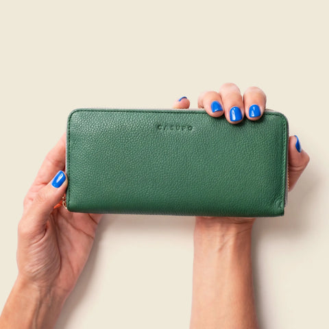 Large Zipper Wallet With Detachable Key Ring - Green CASUPO  Zipper Wallet